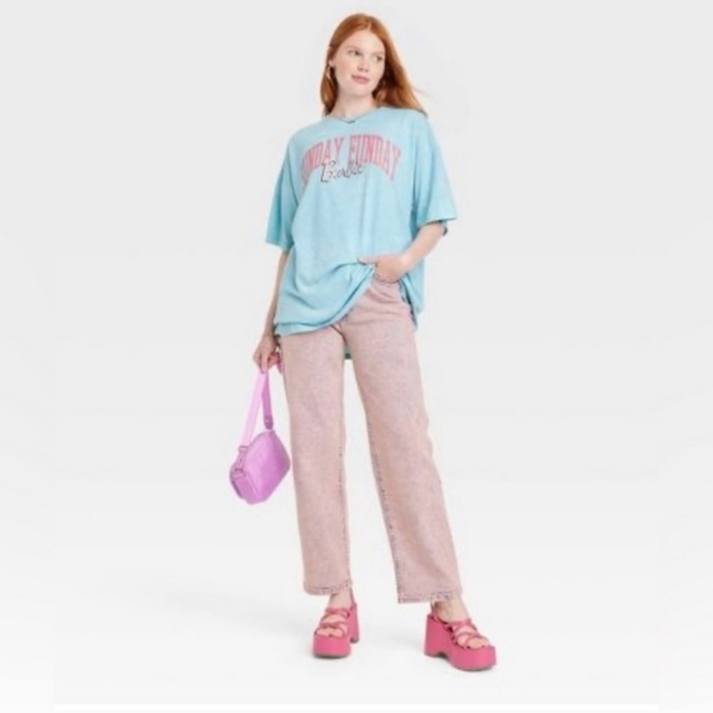 BARBIE Sunday Funday Oversized Short Sleeve Graphic T-Shirt